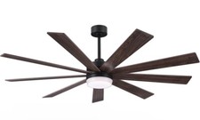 DC Motor Ceiling Fan with Light, 6-Speed Remote Control, Reversible 65" Black