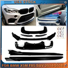 Glossy Black Aero Body Kit For BMW X5M F85 14-18 Front Spoiler Lip Rear Diffuser