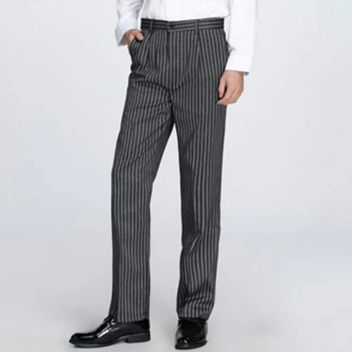 Hombres Pantalones Sueltos a Rayas Pantalón Chef Restaurante Uniforme Pantalones Ropa de Trabajo Informal - Imagen 2 de 6