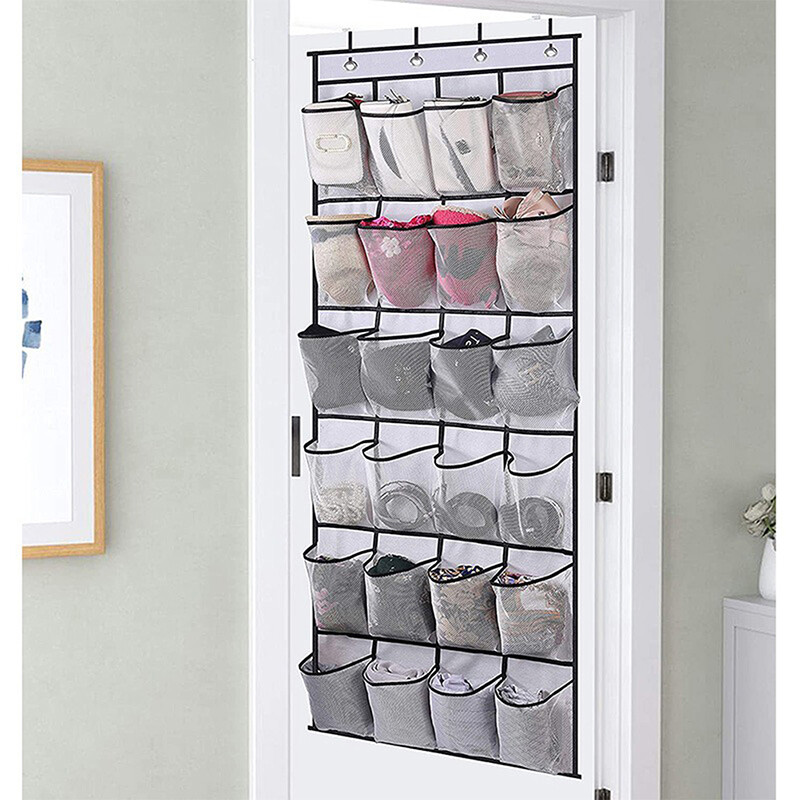 24 Pocket Over Door Storage Organizer Rack Hanging Bag Holder Hanger Closet Hook