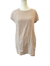 Madewell Size XS Stripe Play Button Back Tee Dress Linen Blend With Pockets