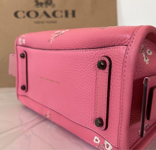 COACH Rogue 25 with Floral Bow Print Bright Pink Satchel Crossbody 26836 - Picture 4 of 13