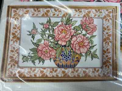 DESIGN WORKS ORIENTAL PEONIES COUNTED CROSS STITCH KIT 9676