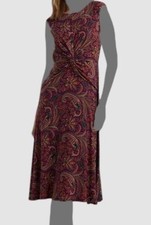 Lauren Ralph Lauren Women's Purple Sleeveless Front-Pleated Jersey Dress 0