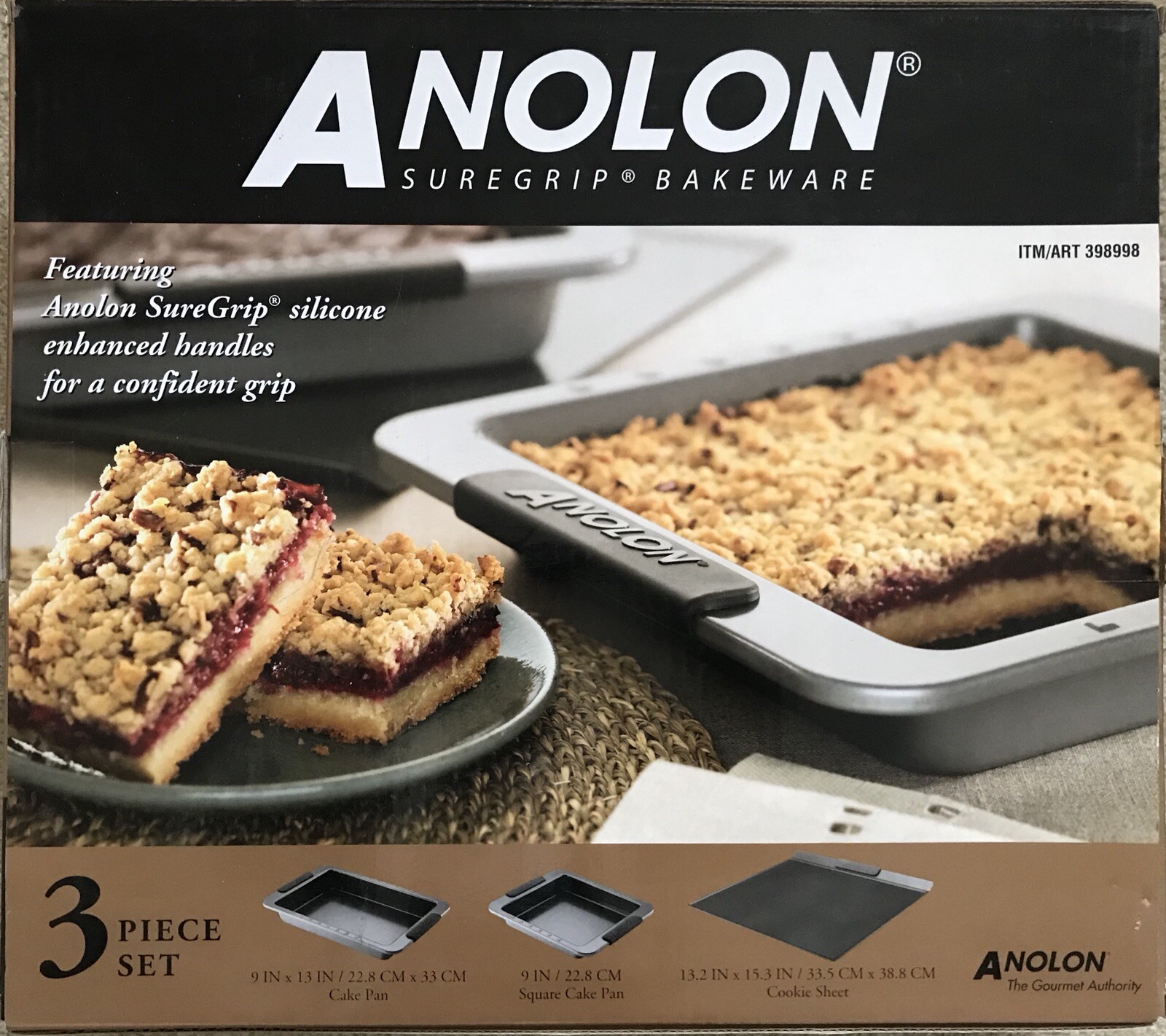 ANOLON SUREGRIP BAKEWARE 3PIECE SET 398998 New Old Stock 51153550782