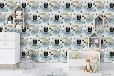 3D Whale Crown Pattern Kids Self-adhesive Removeable Wallpaper Wall Mural