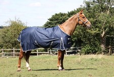 Turnout Horse Rug No Fill 600D Lightweight Standard Neck Fleece Lined Navy Rug