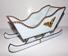 Vintage Stained Glass Sleigh Card Holder, Centerpiece, Handmade OOAK White/Gold