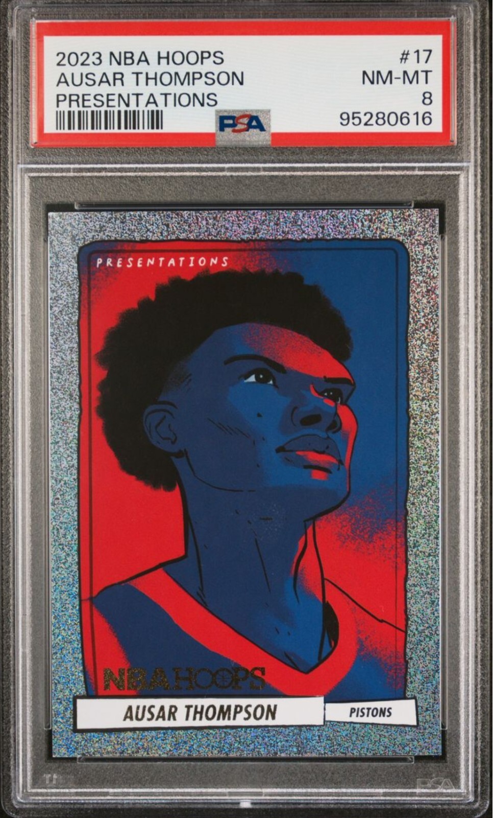 AUSAR THOMPSON 2023-24 Panini Hoops Presentations RC Rookie PSA 8