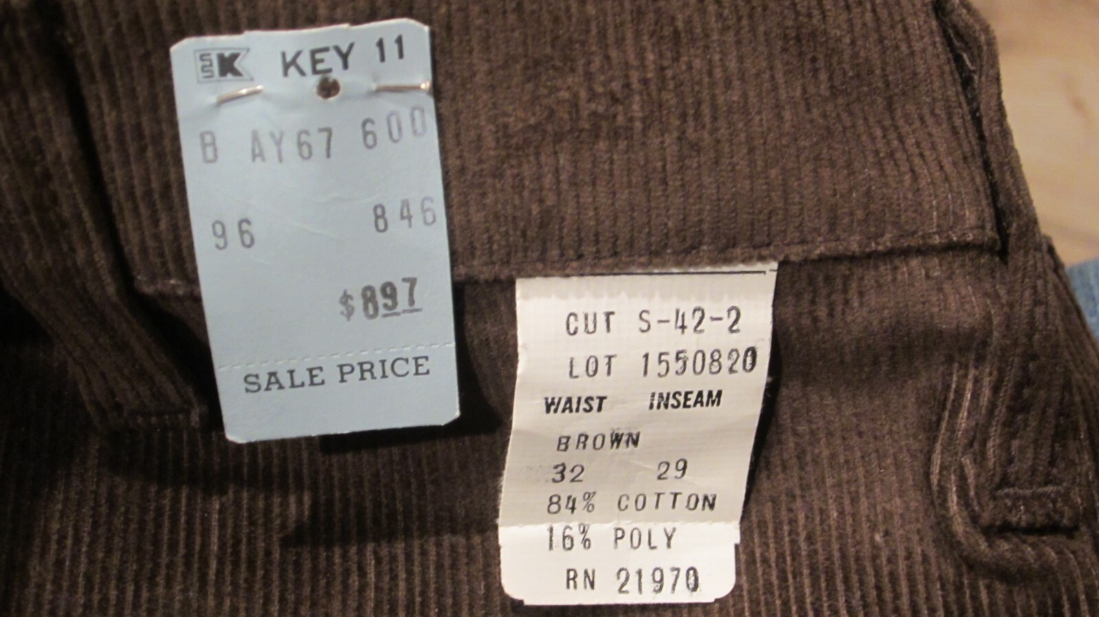 1970's NWT Men's KMart Brown Flare Corduroy Jeans 32 … Gem