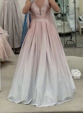 JULES AND CLEO Pink Ombre Plunging Prom Dress Ball Gown With Jewel Belt Size 2