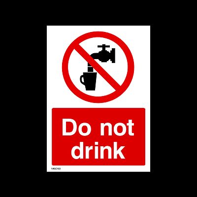 No Drinks Are To Be Taken Outside Safety Sign - Self Adhesive Sticker 200mm X 150mm