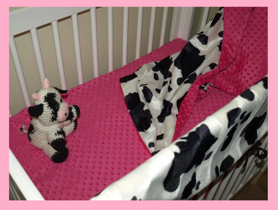 Juego de ropa de cama para bebé occidental estilo granja y país con estampado de vaca  Foto 3 de 4