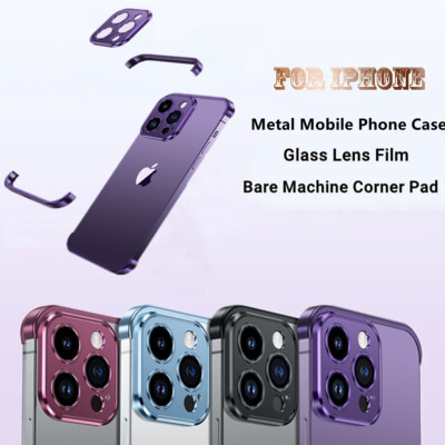 Rimless Metal Corner Pad Half Pack Case Cover for iPhone 16 15 Pro Max ...