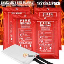 1~4PK FIRE BLANKET Fiberglass Emergency Home Retardant Prepared 59''x59'' 47X47"