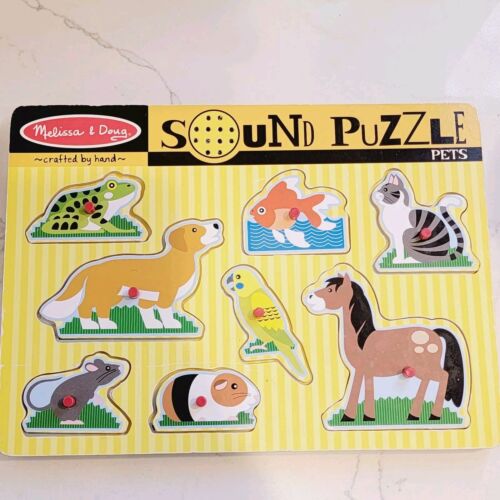 LOT - 4 MELISSA & DOUG Sound Puzzles Vehicles Pets Music Instruments School Bus - Picture 3 of 9