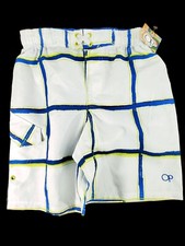 Op Board Shorts Boy Size 8 Point Break White With Blue Green Strips New