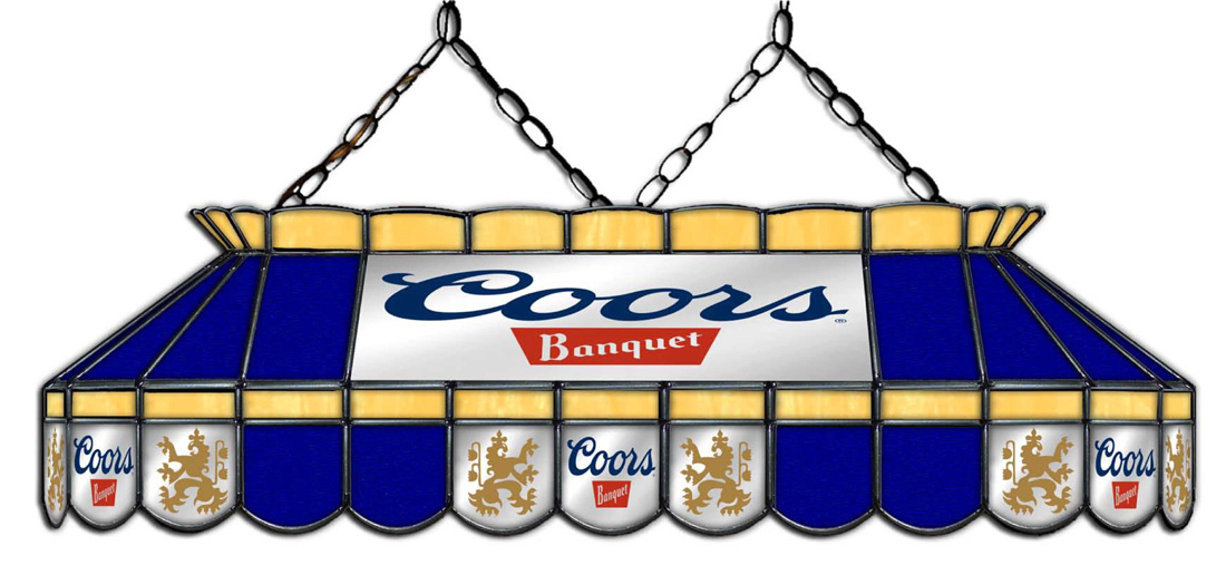 Coors Original Banquet Beer Billiard Stained Glass Mirror Pool Table Light Lamp