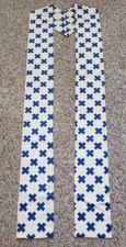 CLERGY STOLE OFFICIANT VESTMENT WHITE W/VIVID BLUE CROSSES