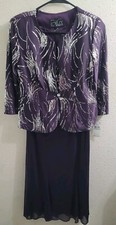 Alex Evenings 8P Plum Sequins Dress 2Pc Set Jacket Lace Formal Retail 229
