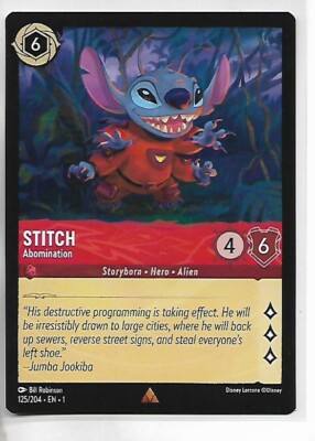 Disney Lorcana TCG Stitch Abomination Rare Card #125/204 | eBay