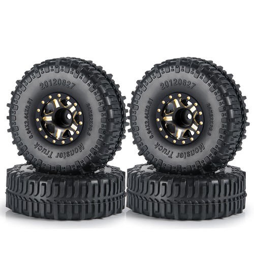 4Pcs Beadlock Wheel Rims w/ Rings & Tires for RC Crawler Car TRX4M Axial SCX24 - Picture 10 of 16