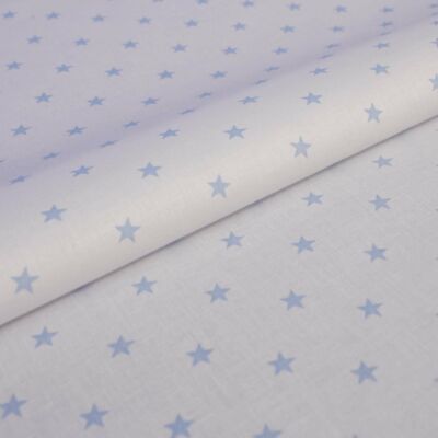 Stoff Meterware Sterne Hellblau auf Weiß Baumwolle Dirndlstoff Stars Deko 