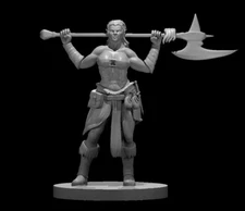 Half Orc Female Barbarian Great Axe 28mm Scale DND D&D Tabletop Miniature