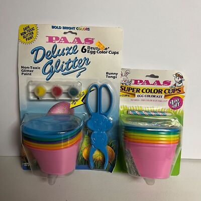 1990s Paas Deluxe Glitter Easter Egg Reusable Color Kit 6 Cups Extra  Color Cup