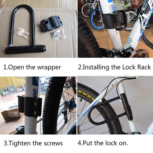 Bike D Lock Motorbike U Lock Cycle Scooter Bicycle Heavy Duty Security Lock- - Picture 3 of 11