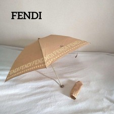 FENDI Folding Umbrella Brown Black UV protection Beige Used
