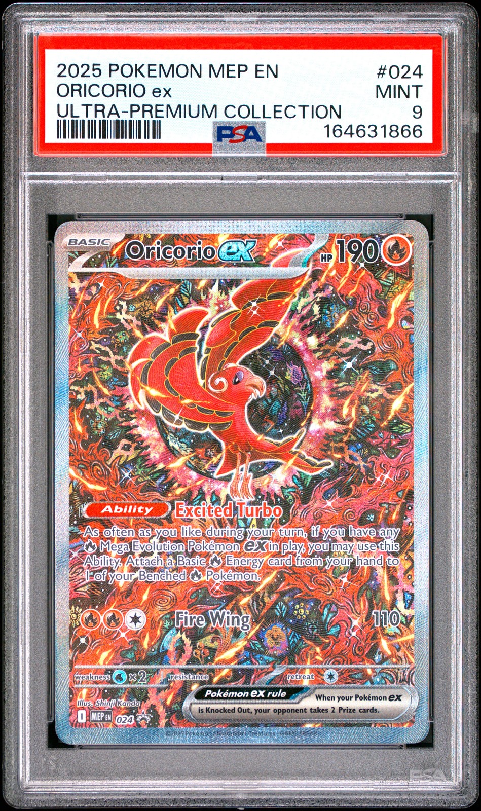 2025 POKEMON MEP EN-ME BLACK STAR PROMO #024 ORICORIO EX PSA 9