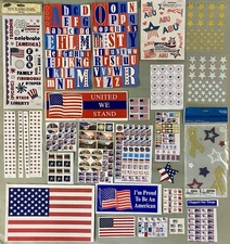 SALE! Large Lot of Patriotic America Stickers, Window Clings, Etc Stickabilities