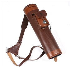 New Leather Shoulder Back Quiver Bow Arrow Holder with Large Pouch