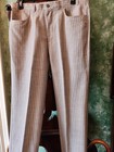 Hiltl Men's Tan with Cream Striped Jean Lightweight WOOL 36W/32L Made in GERMANY — photo 3