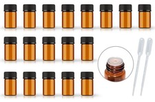 50 Pack 2ml Amber Glass Bottle with Cap Empty Sample Bottles for Essential Oils