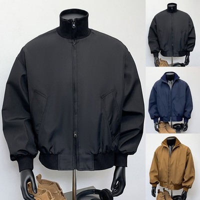 Loose Fit Mantel Herren Freizeitjacke Freizeit Einfarbig Loose Fit Stehkragen