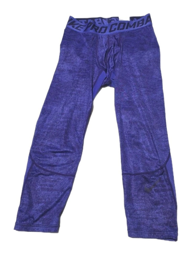 Nike Pro Hypercool 3/4 Mens Compression Training Pants Size L Purple Tights