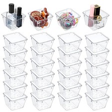 24 Pcs 3x3x2 Clear Drawer Organizers, Stackable, Small, Bins, Makeup, Desk