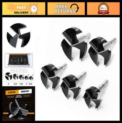 5PCS Forstner Drill Bits Set - Triple Flute Tungsten Carbide Tipped for Woodwork