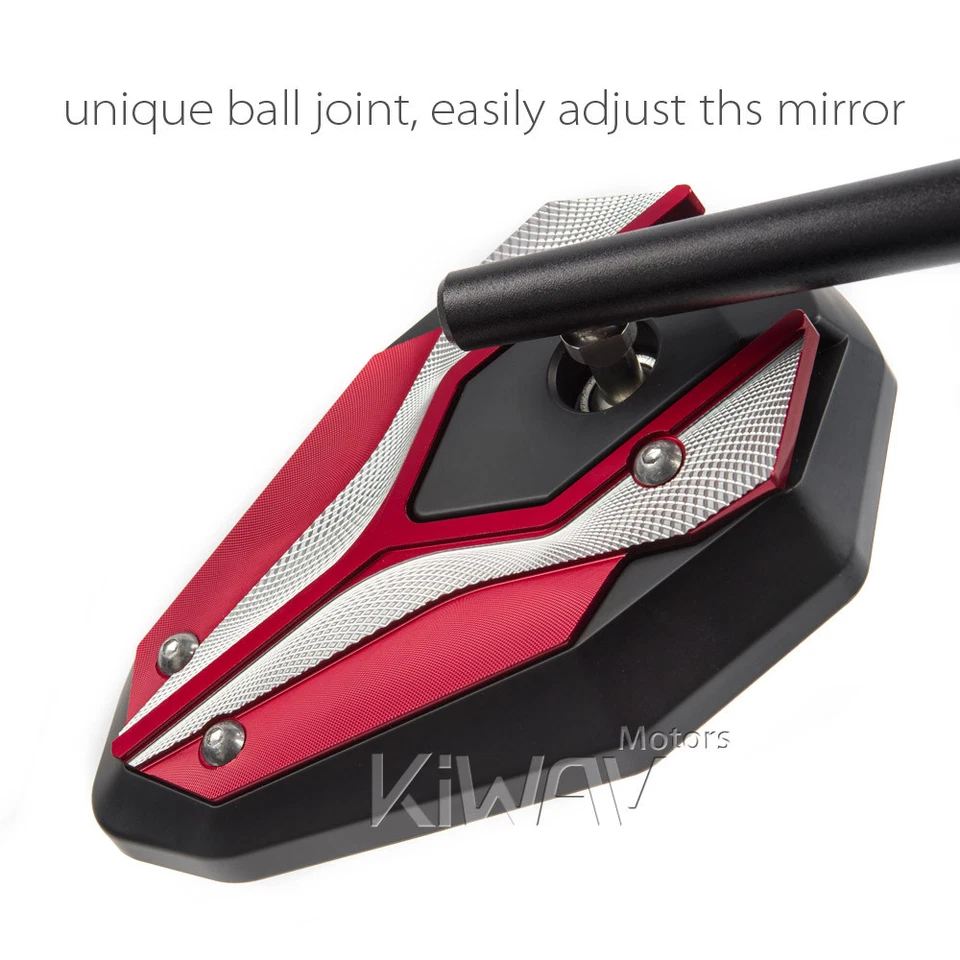 KiWAV Viper II Red Rear Side Mirrors M10 for Victory Cross Country Kingpin - Изображение 4 из 4