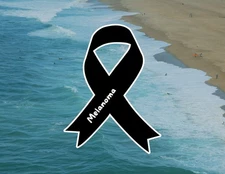 Melanoma Awareness - Black Ribbon Waterproof Vinyl Sticker