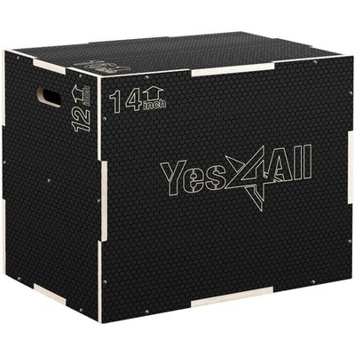 Yes4All 3 in 1 Non-Slip Wooden Plyo Box, Step Up Box for Workout, 0, A. Black