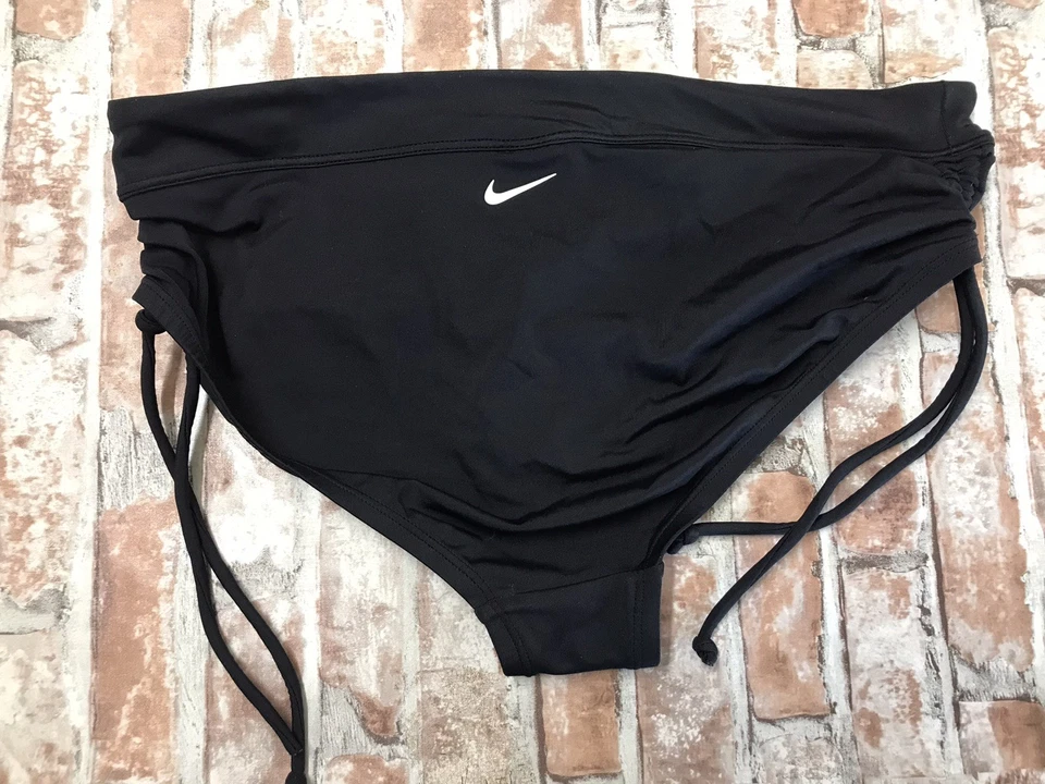 NIKE TALLA 10 PARTE INFERIOR DE BIKINI CON CORDONES NEGRO Y VERDE ATLÉTICO PLAYA RUNN Foto 4 de 4