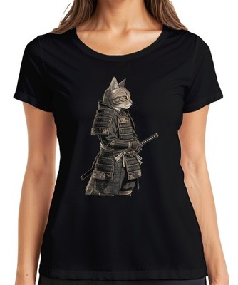 Samurai Cat Japanese Warrior Katana Armor Japan Y2K Ronin Women's T-Shirt