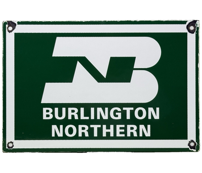 #ad VINTAGE BURLINGTON NORTHERN RAILWAY PORCELAIN SIGN GAS OIL TRAIN STATION PACIFIC $116.28