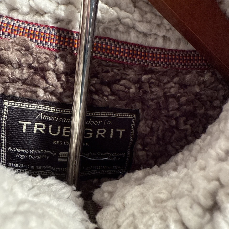 Pullover True Grit Para Hombre M Gris Sherpa Lana Vellón 1/4 Cremallera Americano Exterior Foto 4 de 4