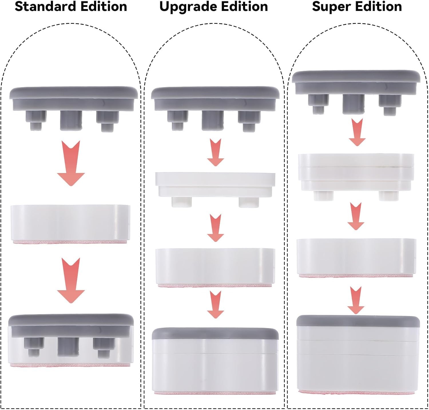 8Pcs Bidet Height-increasing Pads Toilet Seat Risers Lid white, gray 