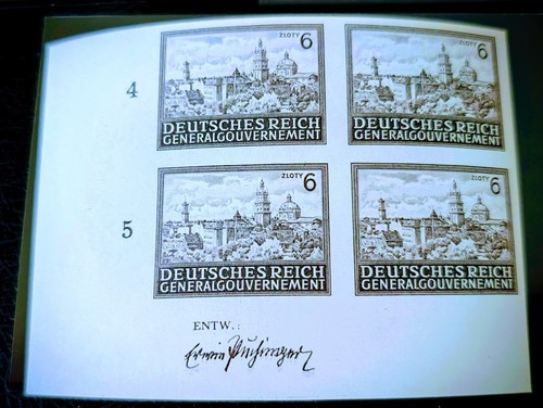 GERMANY 1943, GENERALGOUVERNEMENT MI. 113-115 U, VF MNH CORMER BLOCKS/ 4. - Picture 5 of 5