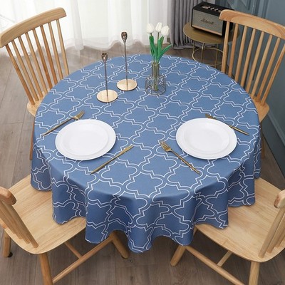AooHome 60 Inch Round Table Cloth - Blue Washable Polyester 60'' (Round), 